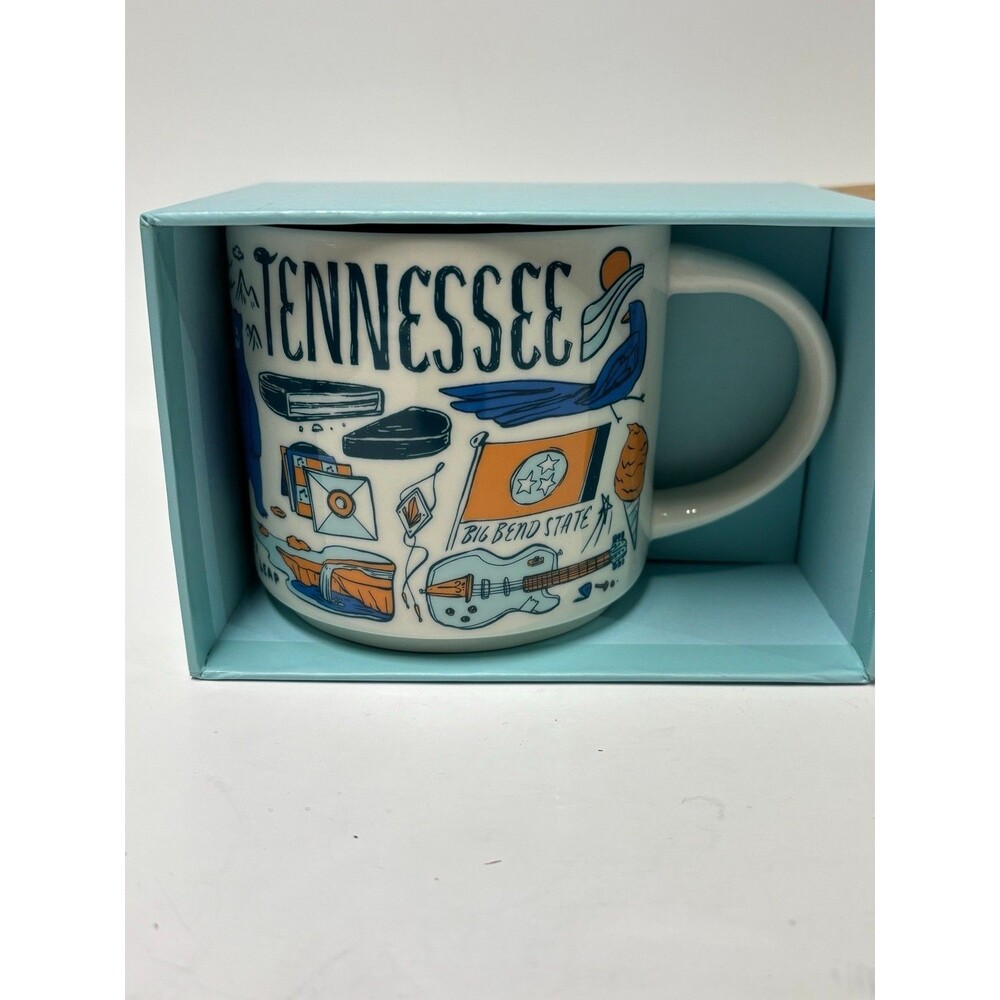 Starbucks Tennessee Been There Series Mug 14oz Coffee Cup Orange Blue NIB 2018